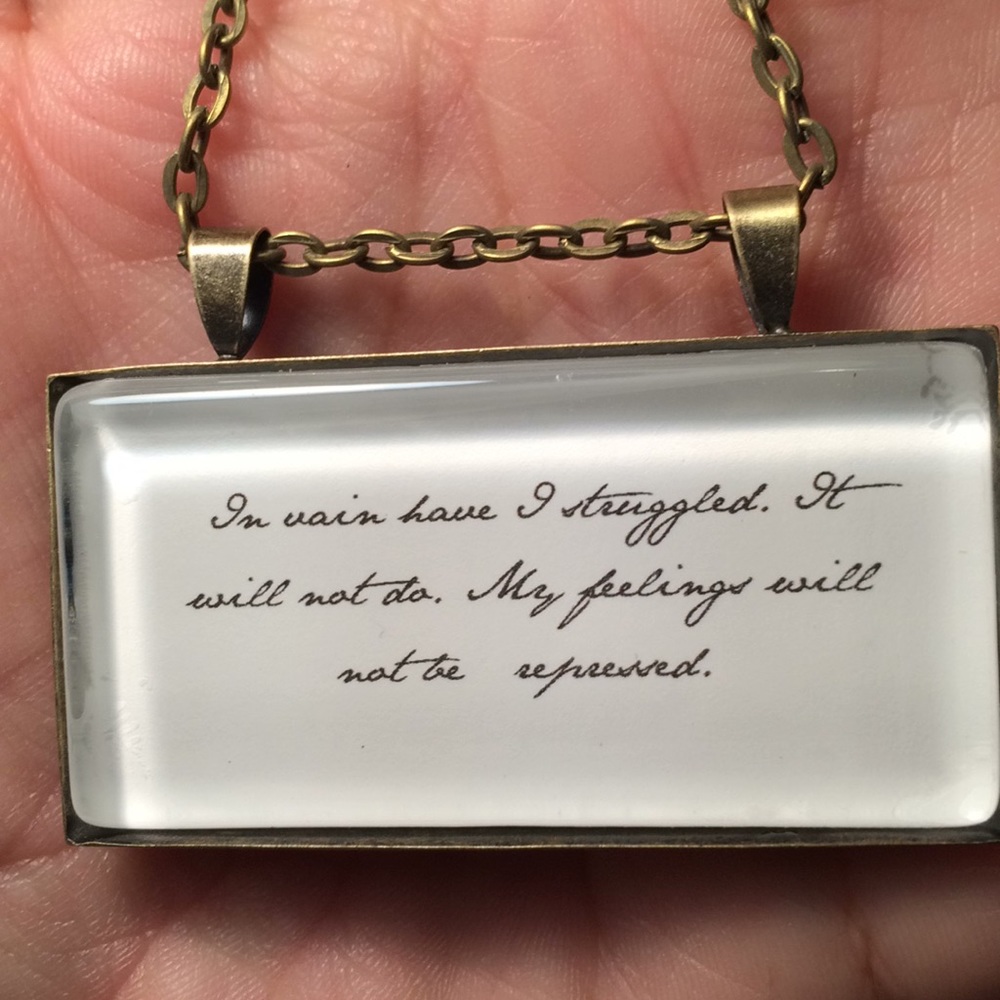 Pendant clear Glass with words necklace